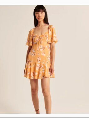 Abercrombie & Fitch Orange/Yellow Floral Mini Dress | Size M, NWT